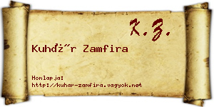 Kuhár Zamfira névjegykártya